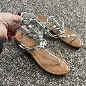 Mossino White Studded Sandals size 9 1/2. Valentino look alike good condition.